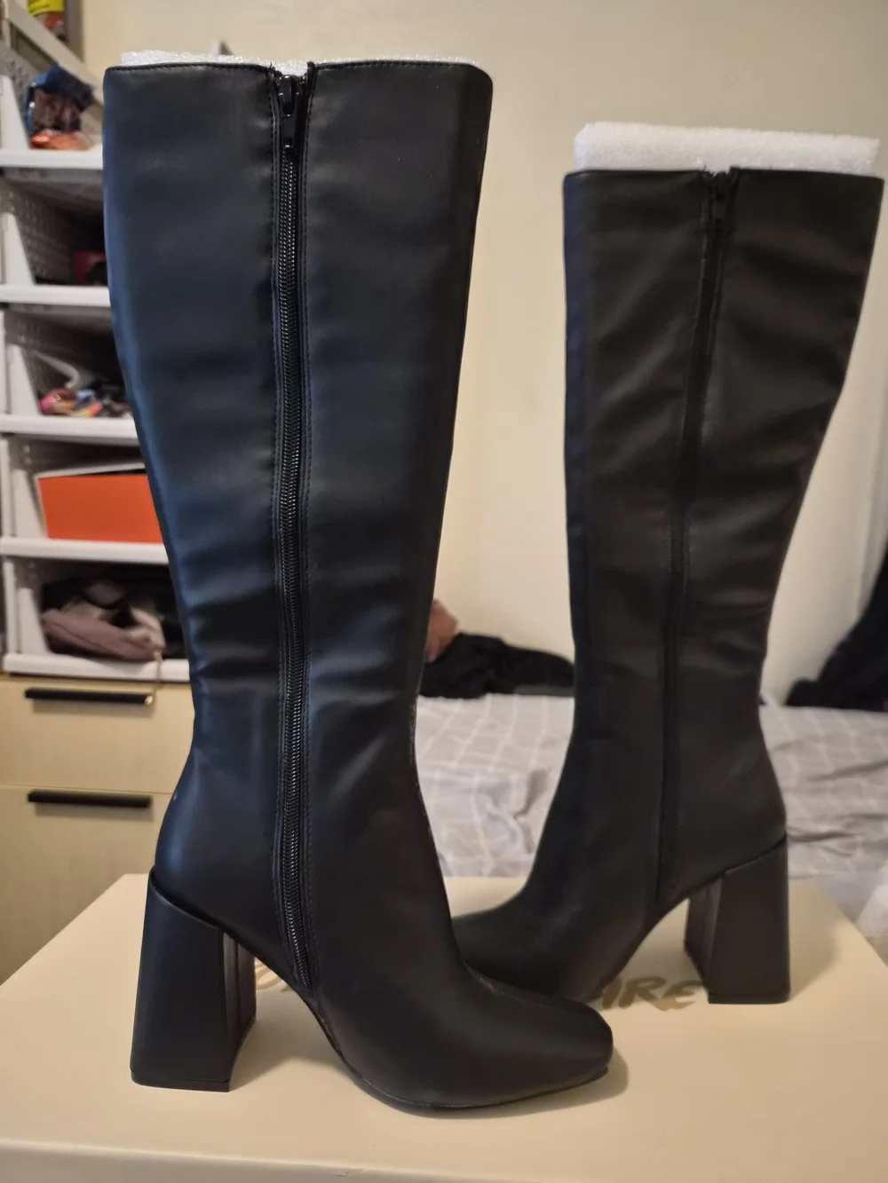 Women's Black Over-the-Knee Block Heel Boots